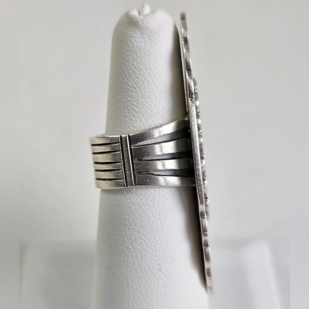 Rare 2” Long Sacred Sunray Engraving Sterling Silver 925 Native Ring